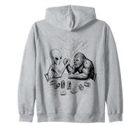 Divertente Bigfoot Sasquatch e Alien Arm Wrestling & Birra Felpa con Cappuccio