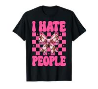 Divertente Bigfoot Sasquatch Girl Mom Coquette Bow I Hate People Maglietta
