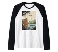 Divertente Bigfoot Sasquatch Loch Ness Mostro UFO Alieno Maglia con Maniche Raglan