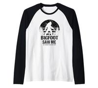 Divertente Bigfoot Saw Me Sasquatch Maglia con Maniche Raglan