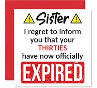 Stuff4 Divertente biglietto auguri 40° compleanno sorella - Your Thirties Have Expired - Birthday Card sorella fratello sorellastra fratello 145mm Banter Joke Humour Bday Biglietti auguri regalo