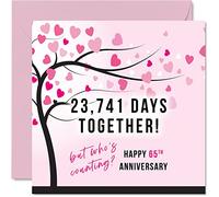 Divertente biglietto di anniversario blu zaffiro moglie o marito 23741 Days Together con scritta I Love You 65° anniversario di matrimonio 145mm biglietti di auguri