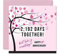 Divertente biglietto di anniversario di ferro per moglie o marito, 2192 giorni insieme, regalo con scritta "I love you", biglietto di auguri per il sesto anniversario di matrimonio per partner, 145mm