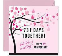 Divertente biglietto di anniversario in cotone per moglie o marito - 731 giorni insieme - I Love You Gifts - Happy 2nd Wedding Anniversary Cards per partner 145mm