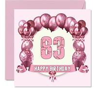 Divertente biglietto di auguri 63° compleanno da donna palloncini di compleanno papà mamma nonno nonna nonno nonna nonno zia cugina 145mm biglietto di auguri 63°