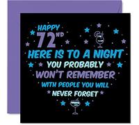 Divertente biglietto di auguri 72° compleanno uomini e donne WDon't Remember - Happy Birthday Cards 72 anni papà mamma zia zio Nan Grandad 145mm regalo 72° compleanno