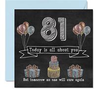 Divertente biglietto di auguri 81° compleanno uomo donna - lavagna a gesso - biglietto di auguri zio mamma papà nonno nonno nonno nonno nonno nonno nonna nonno zia 145mm