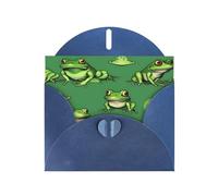 Divertente biglietto di auguri con stampa di rane verdi, con buste, vacanze, compleanni, matrimoni e tutte le occasioni