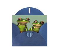 Divertente biglietto di auguri con stampa di rane verdi, con buste, vacanze, compleanni, matrimoni e tutte le occasioni