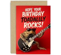 Divertente biglietto di auguri di buon compleanno per ragazzi, ragazze, amici, familiari e colleghi che Toadally Rock, interno vuoto con busta