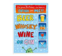 Divertente biglietto di auguri di compleanno con scritta "Drink on me", 17,8 x 12,7 cm - Regal Publishing