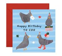 Divertente biglietto di auguri di compleanno con uccellino, "Happy Birthday to Coo", simpatico piccione in un cappello, biglietto di auguri stravagante per amici, colleghi, fratelli, sorelle