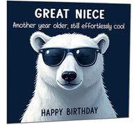 Divertente biglietto di auguri di compleanno per nipote con scritta in inglese "Another Year Older and Still Effortlessly Cool" (lingua italiana non garantita)