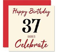 Divertente biglietto di auguri il 37° compleanno uomini e donne motivo cui papà mamma figlio figlia fratello sorella zio zia cugino 145mm biglietto di auguri