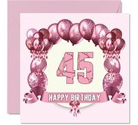 Divertente biglietto di auguri il 45° compleanno da donna con palloncini biglietto di auguri papà mamma fratello sorella nonno nonna zio zia 145mm biglietto di auguri
