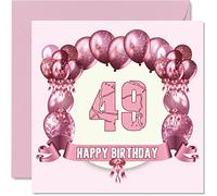 Divertente biglietto di auguri il 49° compleanno da donna con palloncini biglietto di auguri papà mamma fratello sorella nonno nonna zio zia 145mm biglietto di auguri