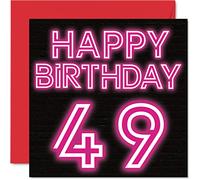Divertente biglietto di auguri il 49° compleanno uomini e donne neon Glow - Biglietto di auguri papà mamma fratello sorella nonno nonna zio zia 145mm biglietto di