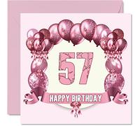 Divertente biglietto di auguri il 57° compleanno da donna con palloncini biglietto di auguri papà mamma nonno nonna zio cugino amico 145mm biglietto di auguri il 57°