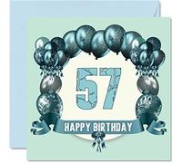Divertente biglietto di auguri il 57° compleanno da uomo con palloncini biglietto di auguri papà cugino zia nonno zio mamma nonna 145mm biglietto di auguri il 57°