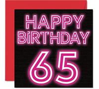 Divertente biglietto di auguri il 65° compleanno uomini e donne neon Glow - Biglietto di auguri papà mamma nonno nonna nonna nonno zia cugino 145mm biglietto di auguri