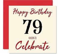 Divertente biglietto di auguri il 79° compleanno uomini e donne motivo cui papà mamma bisnonno nonno nonna nonno nonna nonno zia 145mm biglietto di auguri il