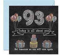 Divertente biglietto di auguri il 93° compleanno uomo donna - lavagna a gesso - buon compleanno papà nonno nonno nonna nonna nonna nonna nonna nonna mamma 145mm