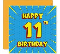 Stuff4 Divertente biglietto di auguri l'undicesimo compleanno ragazzi e ragazze fumetti biglietto di auguri sorella nipote figlio figlia fratello cugino nipote 145mm biglietto
