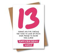 Divertente biglietto di auguri per 13° compleanno per nipote - Thank you for looking up from your phone - Sarcastico tredicesimo compleanno card