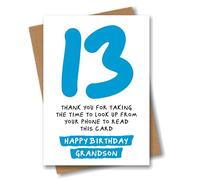 Divertente biglietto di auguri per 13° compleanno per nipote - Thank you for looking up from your phone - Sarcastico tredicesimo compleanno card