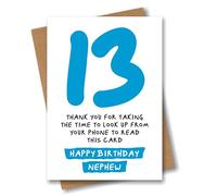 Divertente biglietto di auguri per 13° compleanno per nipote - Thank You for looking up from your phone - Sarcastico tredicesimo compleanno card