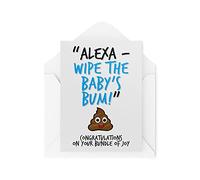 Divertente biglietto di auguri per bambini, Alexa Wipe The Babies Bum, Congratulations Child On the Way, incinta scherzo divertente CBH135