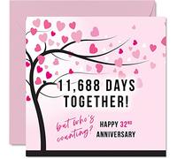 Divertente biglietto di auguri per il 32° anniversario per moglie o marito, 11688 giorni insieme - I Love You Gifts - Happy 32° anniversario di matrimonio per partner, 145mm per trentadue anniversari