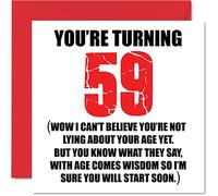 Divertente biglietto di auguri per il 59° compleanno per uomini e donne con scritta "Start Lying" divertente biglietto di compleanno per papà mamma nonno bambinaia zio cugino amico 145mm
