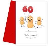 Divertente biglietto di auguri per il 60° compleanno di un amico - Turning 60 Go Nuts - Un biglietto di auguri per il 60° compleanno per uomini e donne, fratello, sorella, marito, moglie, migliore