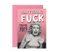 Divertente biglietto di auguri per il 70° compleanno - Holy F* ck You're 70 - per amici, famiglia, zia, fratello, sorella, mamma, papà, moglie, nonna, signore, donne, pensionati, settant'anni, fornito