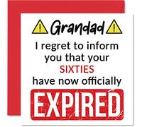 Divertente biglietto di auguri per il 70° compleanno per nonno - Your Sixties Have Expired - Happy Birthday Card per nonno da nipote nipote 145mm x 145mm Banter Joke Humour Bday Greeting Cards regalo
