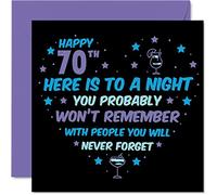 Divertente biglietto di auguri per il 70° compleanno per uomini e donne - Won't Remember - Happy Birthday Card per 70 anni papà mamma zia zio Nan Grandad 145mm - Biglietto d'auguri per 70° compleanno