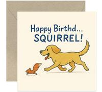 Divertente biglietto di compleanno con cane, scoiattolo labrador, per papà, mamma, genitore, padrone, padrone, padrone di animali domestici, marito, moglie, quadrato, interno bianco con busta di alta