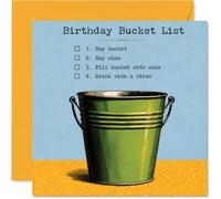 Divertente biglietto di compleanno - lista dei secchi di compleanno - Vino eccentrico e illustrazione lista di controllo - Un modo sfacciato per brindare un altro anno - quadrato da 145 mm, busta