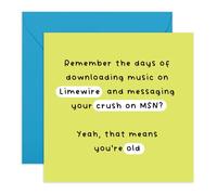 Divertente biglietto di compleanno nostalgico - Remember MSN Limewire Throwback - Greetings for Him Her Neighbour Friends Sibling Collegague Millennials - Musica e Chat - Viene fornito con adesivi