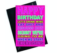 Divertente biglietto di compleanno per amici con bevande e vino, mangiare, , scherzo, buon compleanno, per migliore amico, colleghi di compleanno, umoristico, divertente PC575