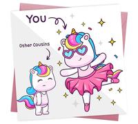 Divertente biglietto di compleanno per cugino, tema unicorno, altri cugini, divertente biglietto di auguri di compleanno per cugini fantastici, 145 mm
