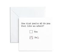 Divertente biglietto di compleanno per figlio, figlia, fratello e sorella, biglietto di auguri per il 40° compleanno per uomini e donne, 13 × 13 cm, interno bianco e busta inclusa