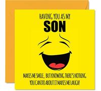 Divertente biglietto di compleanno per figlio - Make Me Smile - Joke Happy Birthday Card per figlio di mamma o papà figlio battute regalo di compleanno 145mm biglietti di auguri regalo per figlio