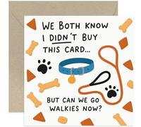 Divertente biglietto di compleanno per gli amanti dei cani, regalo con scritta "Can We Go Walkies?", design giocoso con animali domestici, per marito, moglie, mamma, papà, fidanzata, fidanzato
