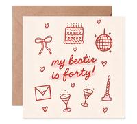 Divertente biglietto di compleanno per il 40° compleanno per migliore amica, donna, lei, trenta, civettuola e fiorente, biglietto di amicizia umoristico (Forty)