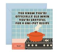 Divertente biglietto di compleanno per invecchiamento, con scritta "Grateful for a One-Pot Recipe", scherzo di cucina per amici, mamma, papà, fratello, sorella, zia, zio, moglie, marito, fidanzato
