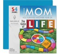 Divertente biglietto di compleanno per la mamma, ancora che gira attraverso | Gioco da tavolo in stile retrò con spinner colorato, festeggia un altro anno di divertimento, quadrato da 145 mm