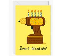 Divertente biglietto di compleanno per lui - Screw it Let's Eat Cake - Design fai da te con candele - Biglietto di compleanno divertente per papà, marito, fidanzato, costruttore o tuttofare