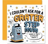 Divertente biglietto di compleanno per matrigna, grate ride garantite, grattugia con messaggio punny Step Mum, festa della mamma, 145 mm, quadrato, busta inclusa